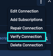 Actions menu open with Verify Connection highlighted.