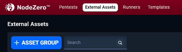 Asset Group button comes after the External Assets heading.