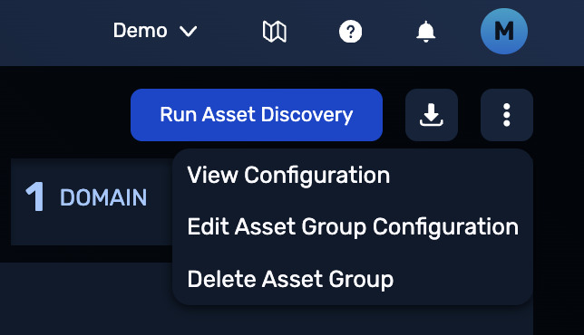 The actions menu for External Assets page is next to the Export Files button