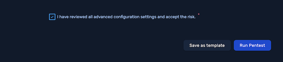 Review pentest config screenshot