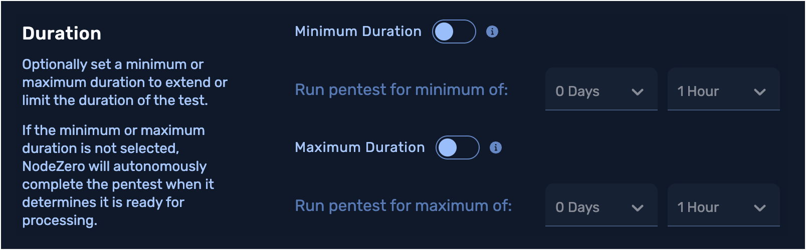 Internal Pentest Duration Setting Screenshot