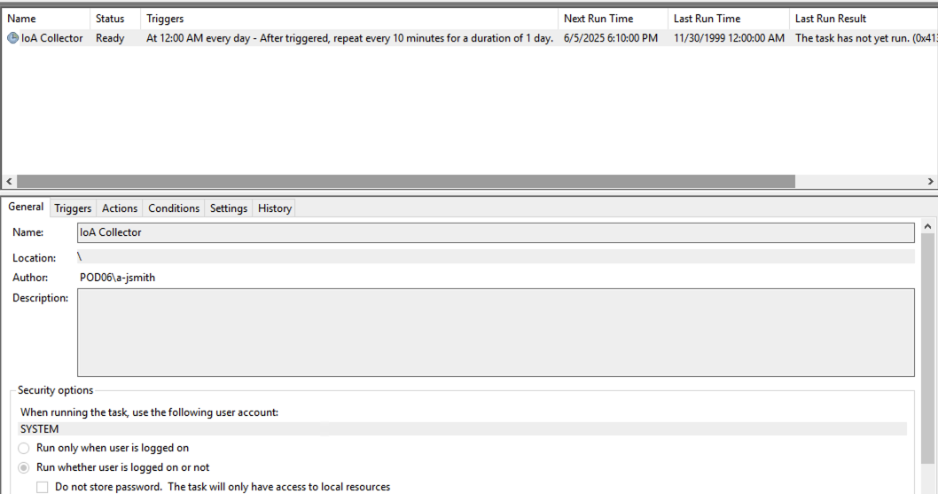 Task Scheduler Task General Properties